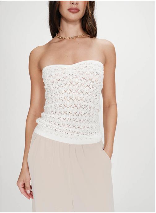 Grace & Mila Tops Top bustier cœur en maille près du corps ecru Valazzio femme beige