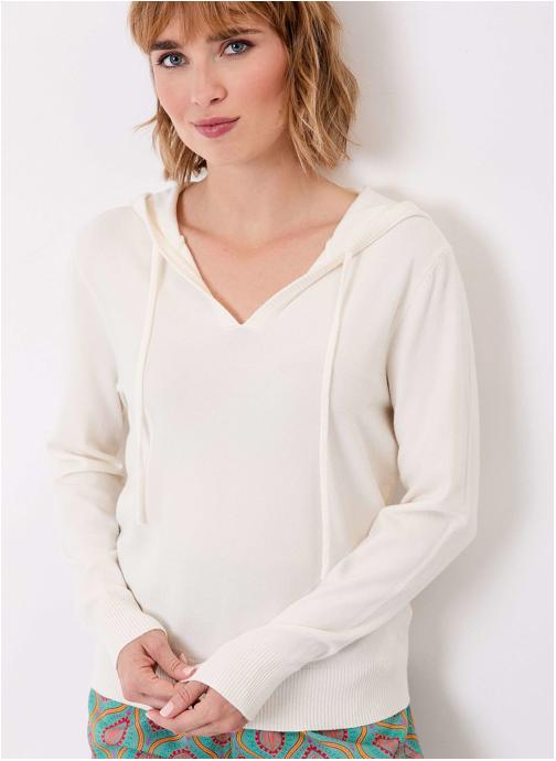 La Fiancée Pulls Pull à capuche uni WARREN femme beige