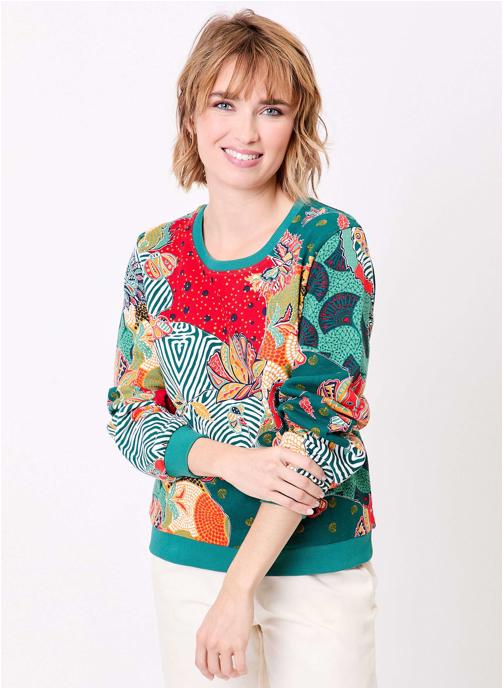 La Fiancée Sweats à capuche Sweat imprimé à col rond en coton bio GUSTAVO femme multicolore