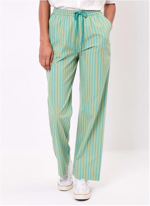 La Fiancée Pantalons droit Pantalon rayé large coton bio JAMAL femme vert