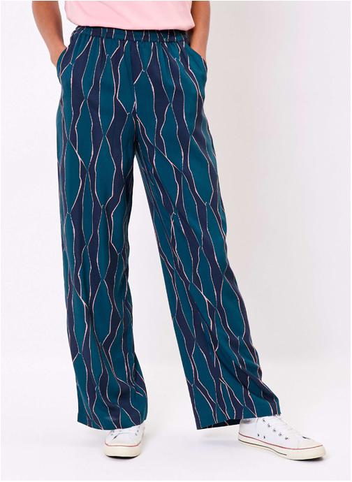 La Fiancée Pantalons droit Pantalon imprimé élastiqué large fluide MOMED femme bleu