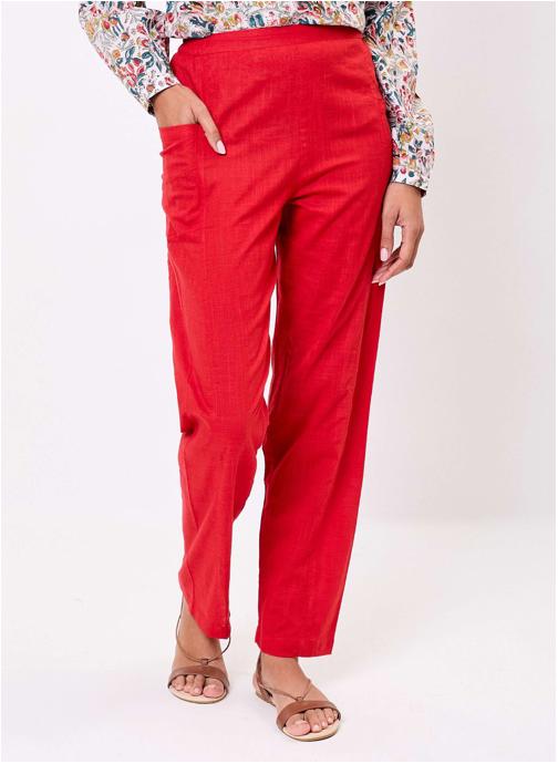 La Fiancée Pantalons droit Pantalon coton bio droit avec poches DANI femme rouge