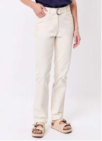 Pantalons droit Pantalon ajusté coton stretch ceinturé EKA femme beige