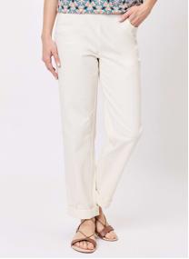 Pantalons droit Pantalon élastiqué uni coton stretch NIMI femme beige La Fiancée Pantalons droit Pantalon élastiqué uni coton stretch NIMI femme beige Ecru