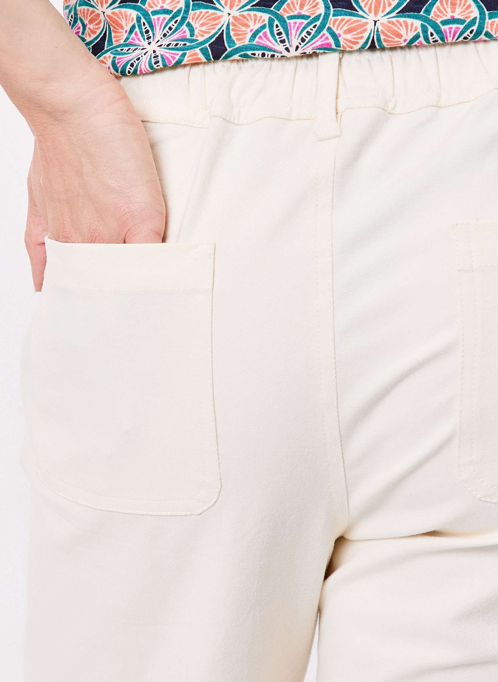 Pantalons droit Pantalon élastiqué uni coton stretch NIMI femme beige La Fiancée Pantalons droit Pantalon élastiqué uni coton stretch NIMI femme beige Ecru