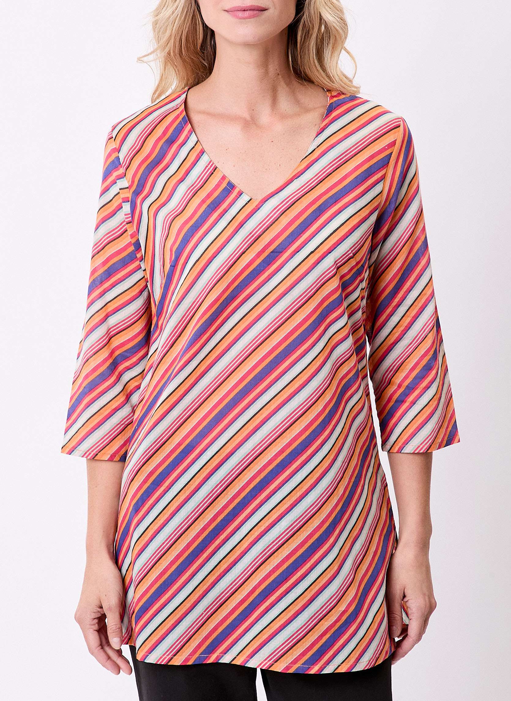 Blouses Tunique imprimée en coton bio LAURIE femme orange La Fiancée Blouses Tunique imprimée en coton bio LAURIE femme orange Orange