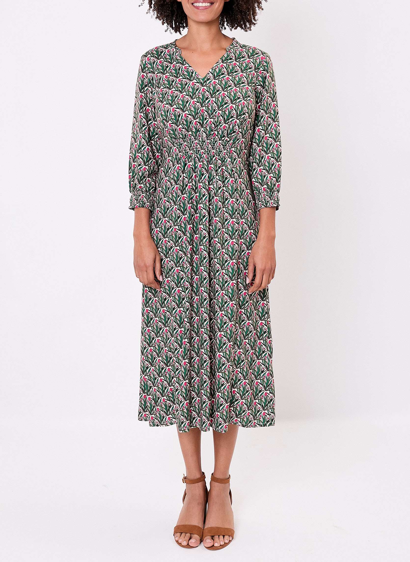 Robes Robe midi imprimée fluide YARA femme vert La Fiancée Robes Robe midi imprimée fluide YARA femme vert Vert foncé