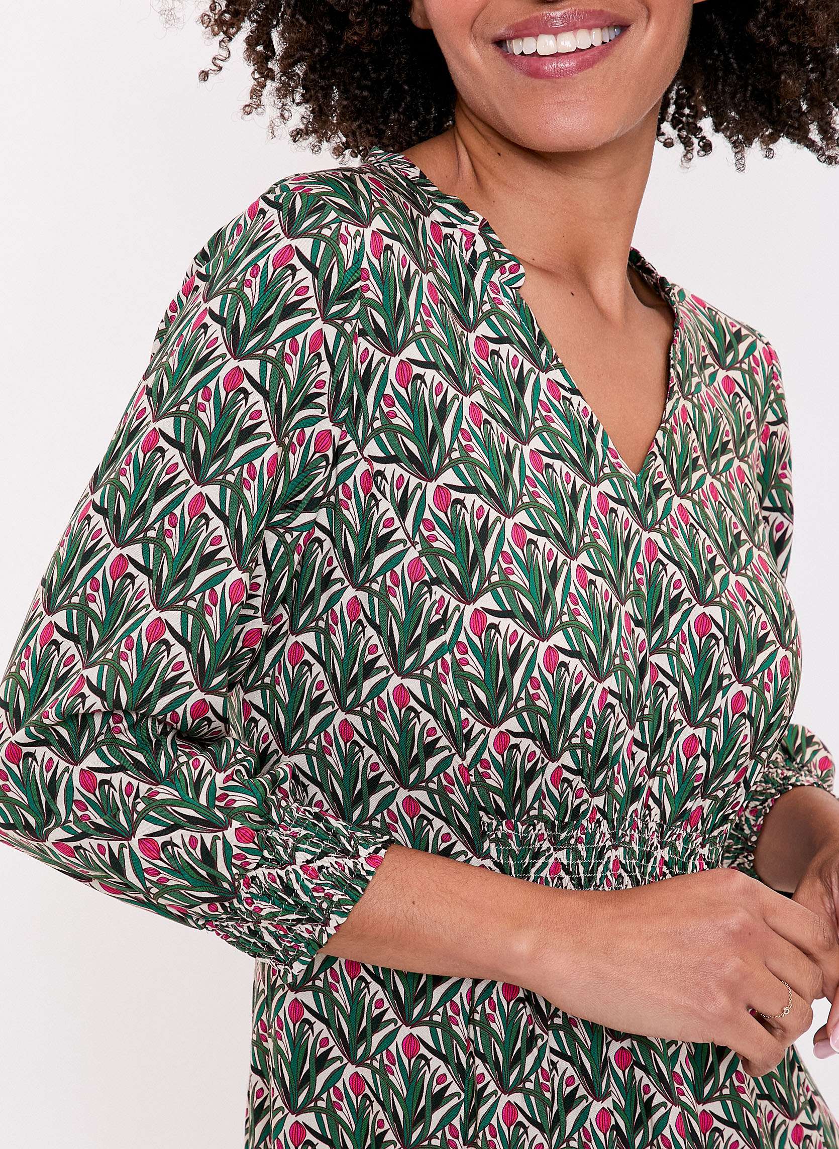 Robes Robe midi imprimée fluide YARA femme vert La Fiancée Robes Robe midi imprimée fluide YARA femme vert Vert foncé