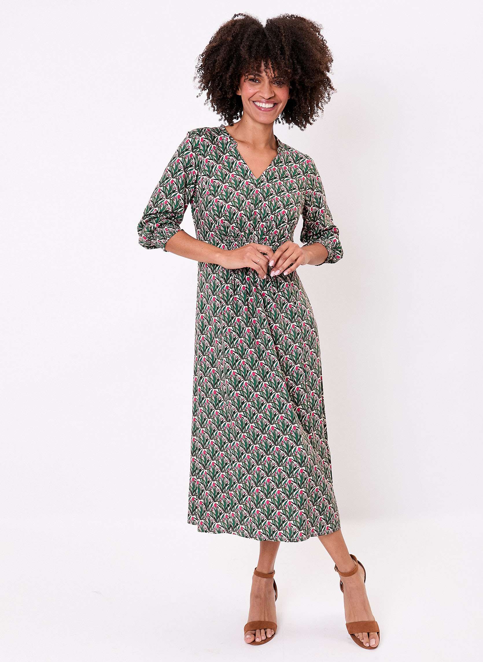 Robes Robe midi imprimée fluide YARA femme vert La Fiancée Robes Robe midi imprimée fluide YARA femme vert Vert foncé