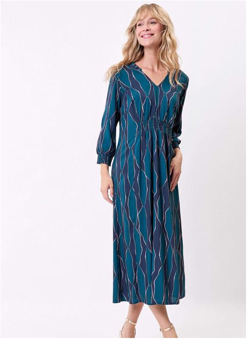 La Fiancée Robes Robe midi imprimée fluide YARA femme bleu
