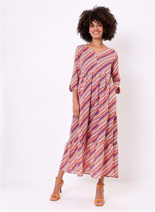 La Fiancée Robes Robe longue imprimée voile de coton bio OLENCIA femme orange