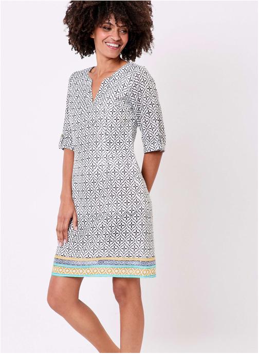 La Fiancée Robes Robe courte imprimée voile de coton bio CAMILA femme blanc