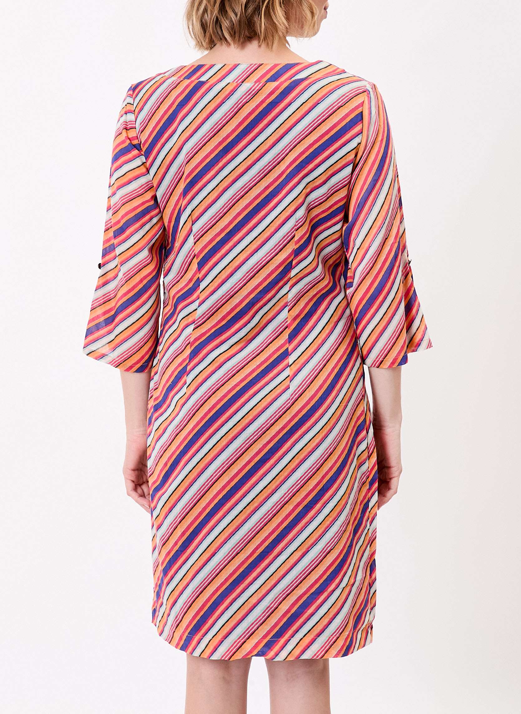 Robes Robe courte imprimée voile de coton bio CAMILA femme rose La Fiancée Robes Robe courte imprimée voile de coton bio CAMILA femme rose Rose