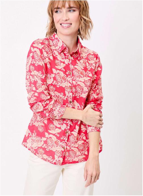 La Fiancée Chemises Chemise imprimée droite voile de coton bio FEBINY femme rose