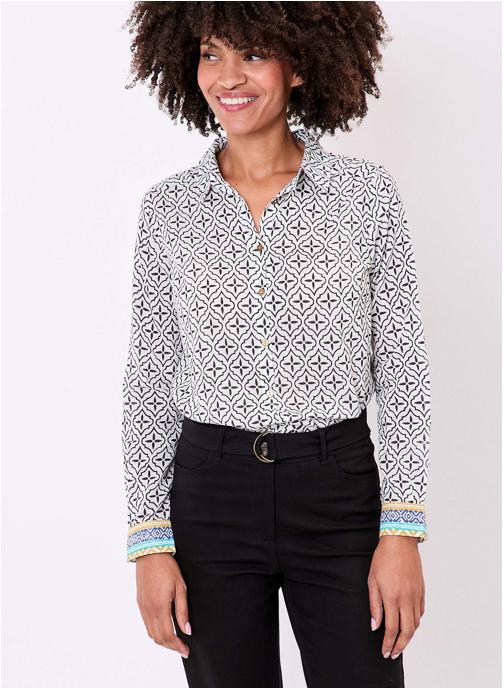 La Fiancée Chemises Chemise imprimée droite voile de coton bio FEBINY femme blanc