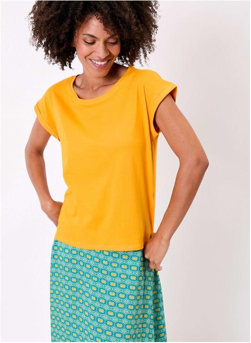 La Fiancée Tee-shirts T-shirt coton bio uni dentelle CEBANE femme jaune