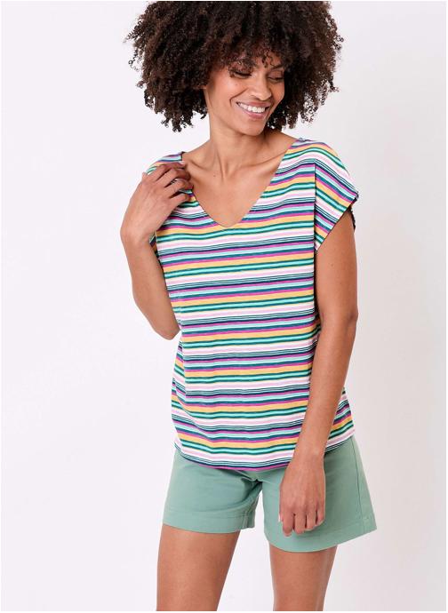 La Fiancée Tee-shirts T-shirt imprimé coton bio col V BACACIANE femme multicolore