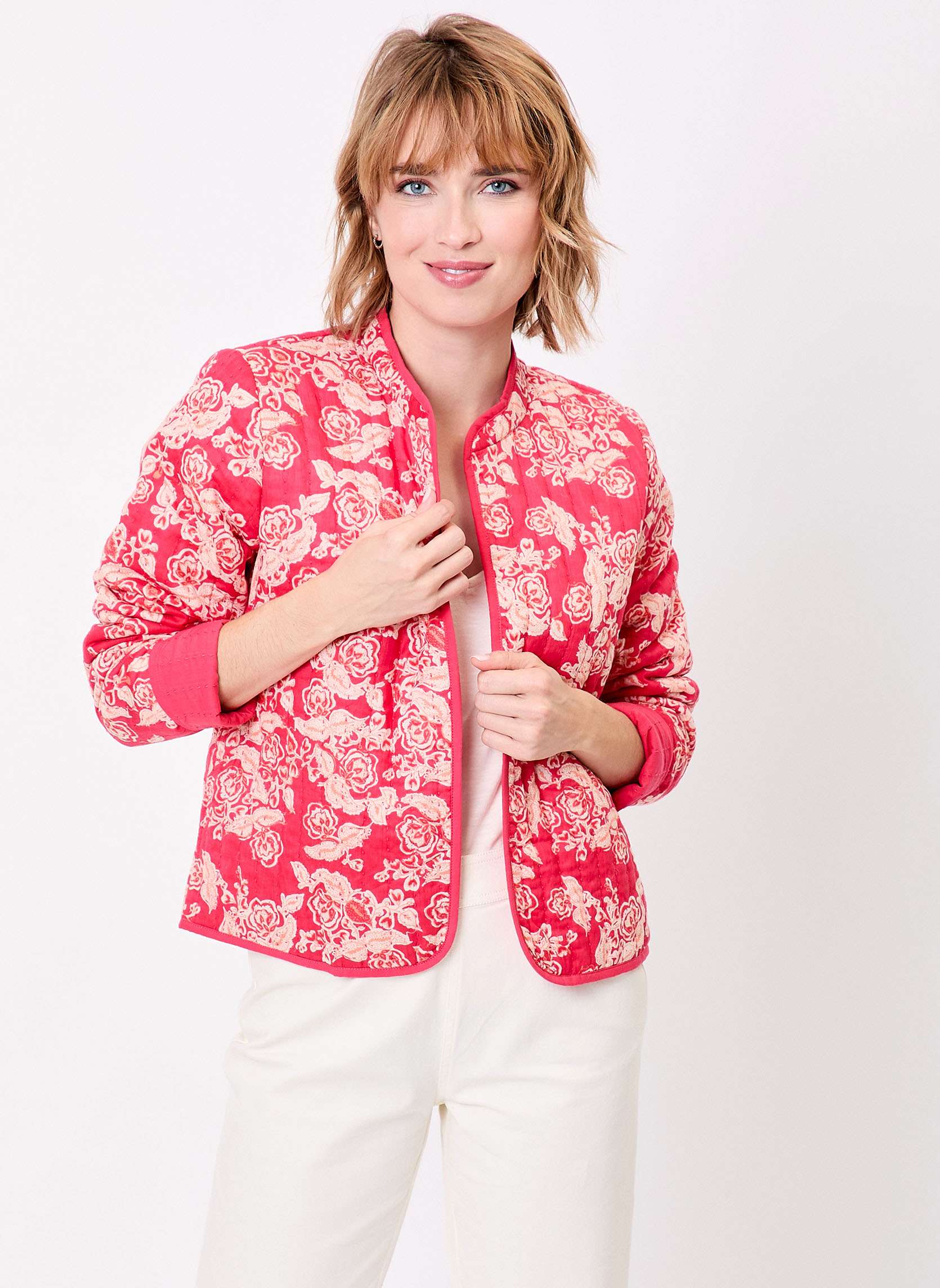 Vestes Veste matelassée réversible coton bio ANETE femme rose La Fiancée Vestes Veste matelassée réversible coton bio ANETE femme rose Rose foncé