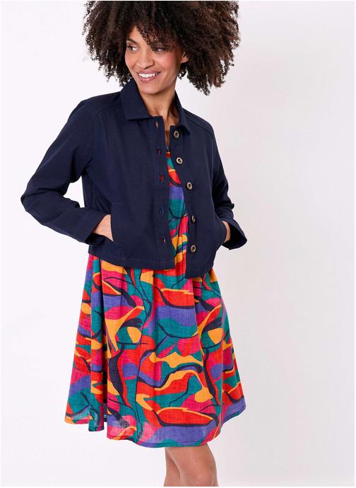 La Fiancée Vestes Veste unie courte en coton bio BLASI femme bleu