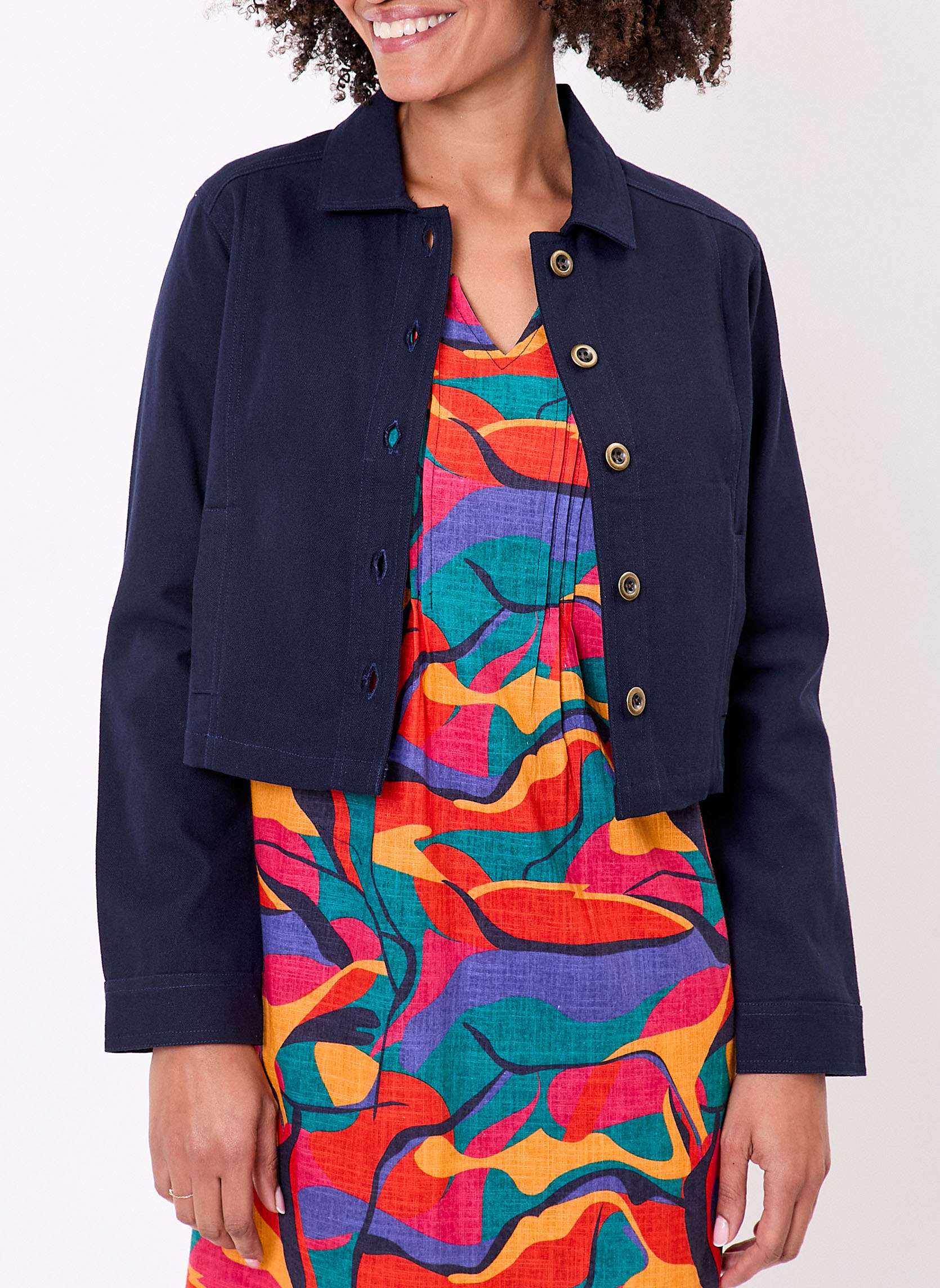 Vestes Veste unie courte en coton bio BLASI femme bleu La Fiancée Vestes Veste unie courte en coton bio BLASI femme bleu Bleu foncé