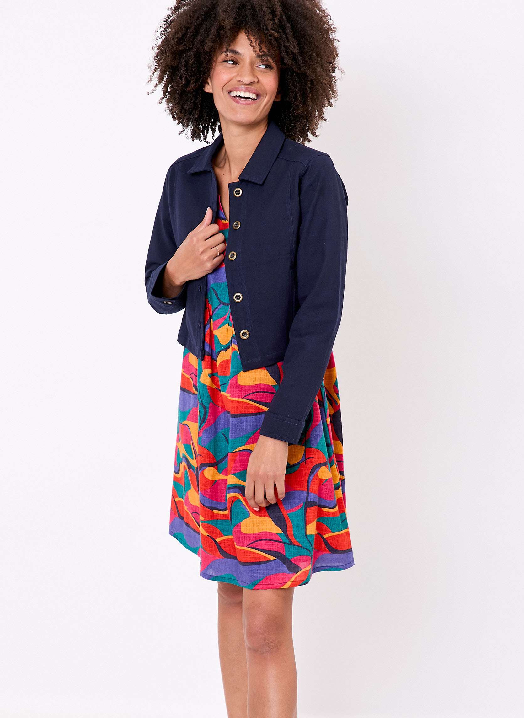 Vestes Veste unie courte en coton bio BLASI femme bleu La Fiancée Vestes Veste unie courte en coton bio BLASI femme bleu Bleu foncé