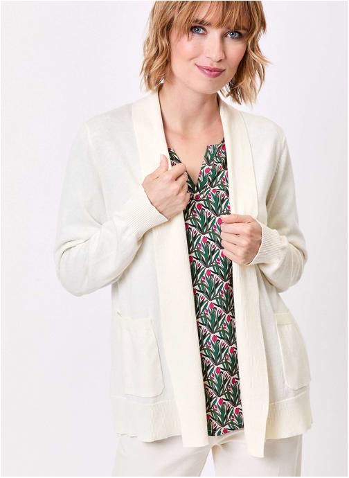 La Fiancée Gilets Gilet long col châle uni TITO femme beige