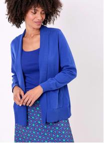 Gilets Gilet long col châle uni TITO femme bleu