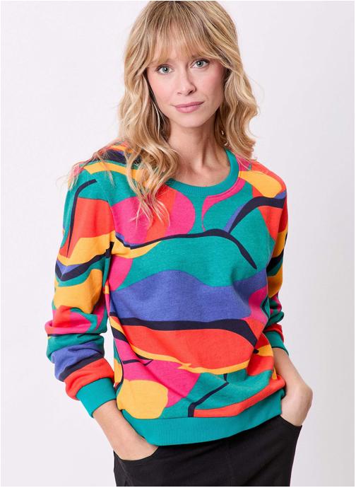 La Fiancée Sweats à capuche Sweat imprimé à col rond en coton bio GUSTAVO femme multicolore