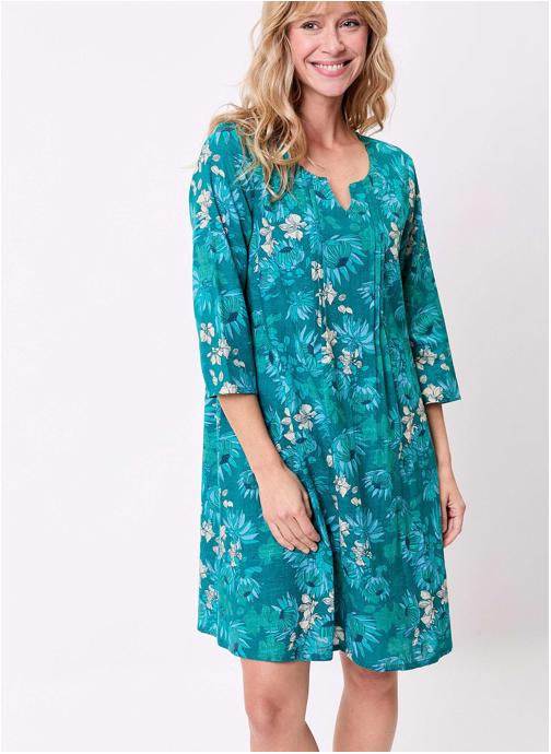 La Fiancée Robes Robe imprimée coton bio plissée SANCHI femme vert