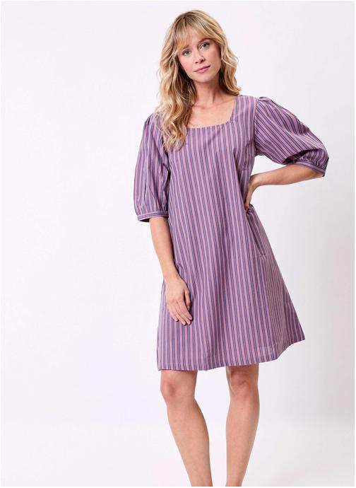 La Fiancée Robes Robe rayures coton bio manches 3/4 ALICK femme violet