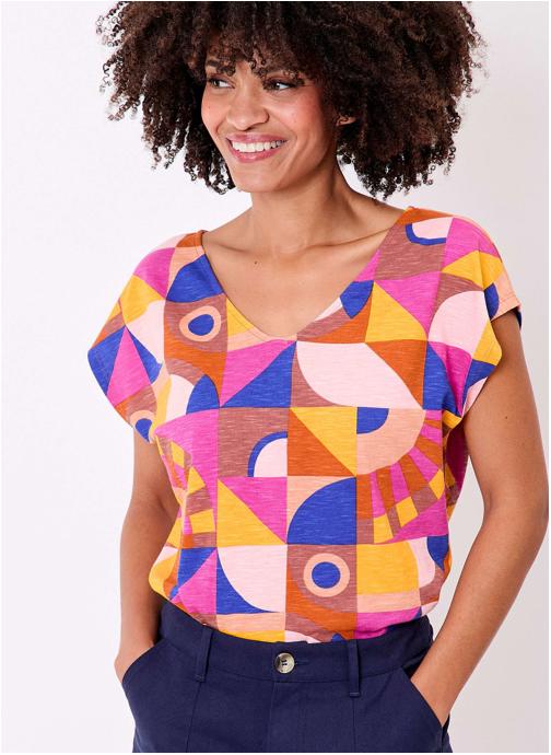La Fiancée Tee-shirts T-shirt imprimé coton bio col V BACACIANE femme multicolore
