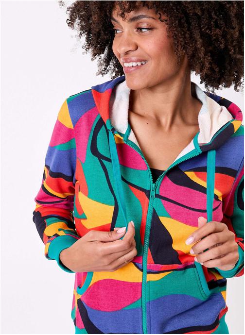 La Fiancée Sweats à capuche Sweat imprimé à capuche coton bio WOODINE femme multicolore
