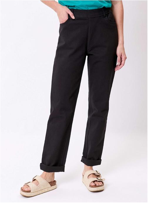 La Fiancée Pantalons droit Pantalon élastiqué uni coton stretch NIMI femme noir
