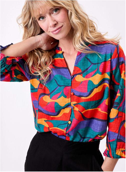 La Fiancée Chemises Chemisier imprimé volanté coton bio LOLI femme multicolore