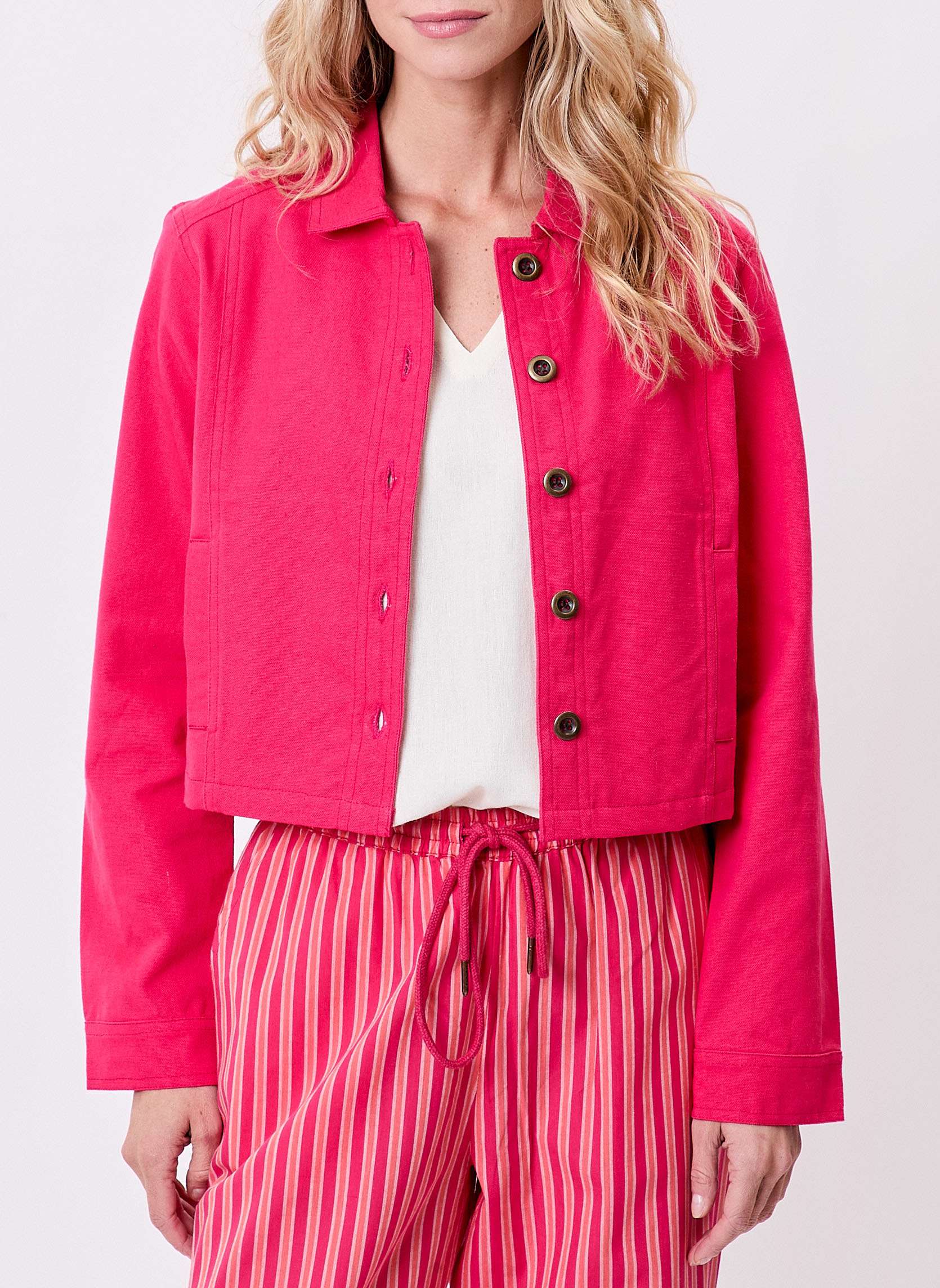 Vestes Veste unie courte en coton bio BLASI femme rose La Fiancée Vestes Veste unie courte en coton bio BLASI femme rose Rose foncé