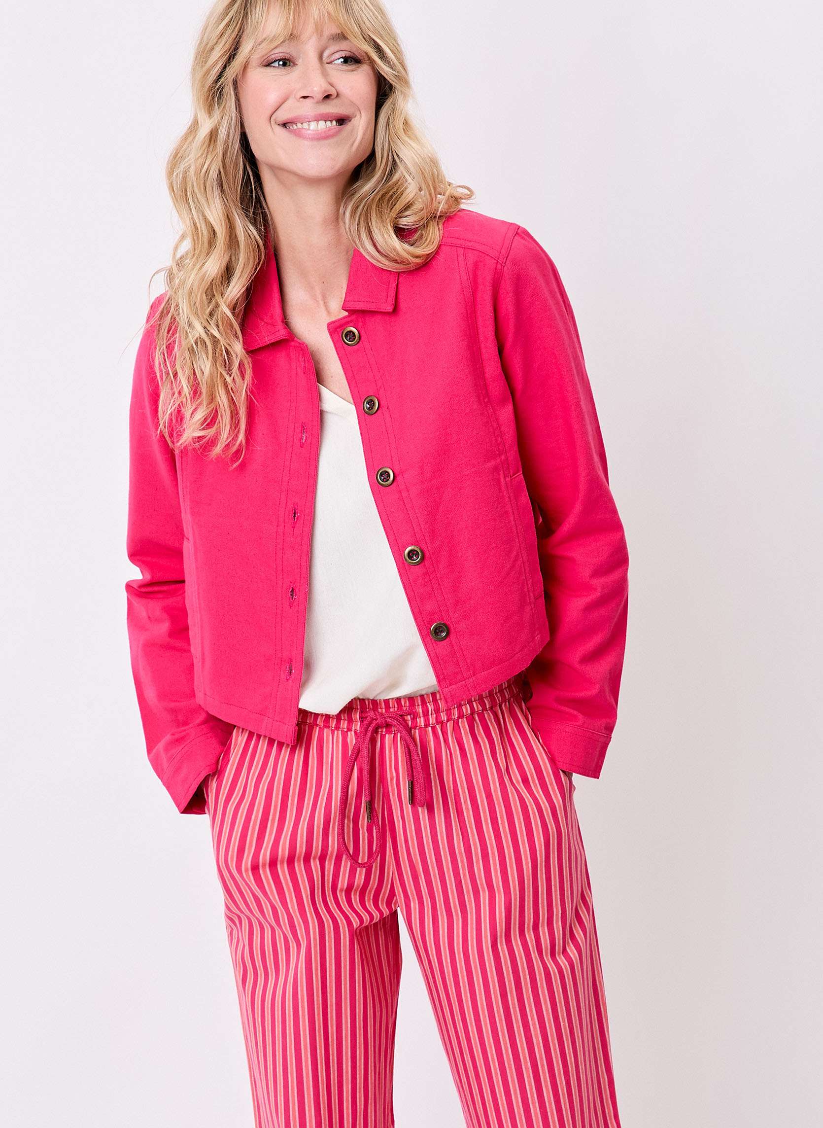 Vestes Veste unie courte en coton bio BLASI femme rose La Fiancée Vestes Veste unie courte en coton bio BLASI femme rose Rose foncé
