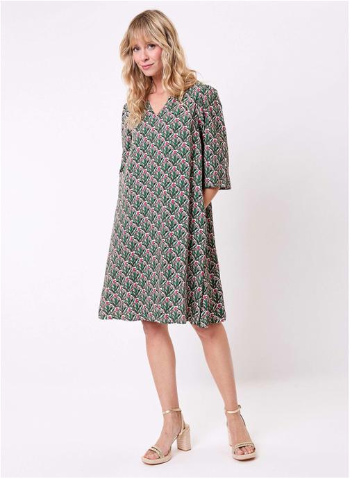La Fiancée Robes Robe imprimée évasée manches 3/4 IZOE femme vert