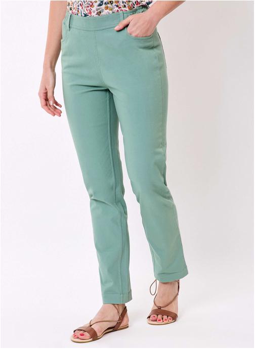 La Fiancée Pantalons droit Pantalon élastiqué uni coton stretch NIMI femme vert