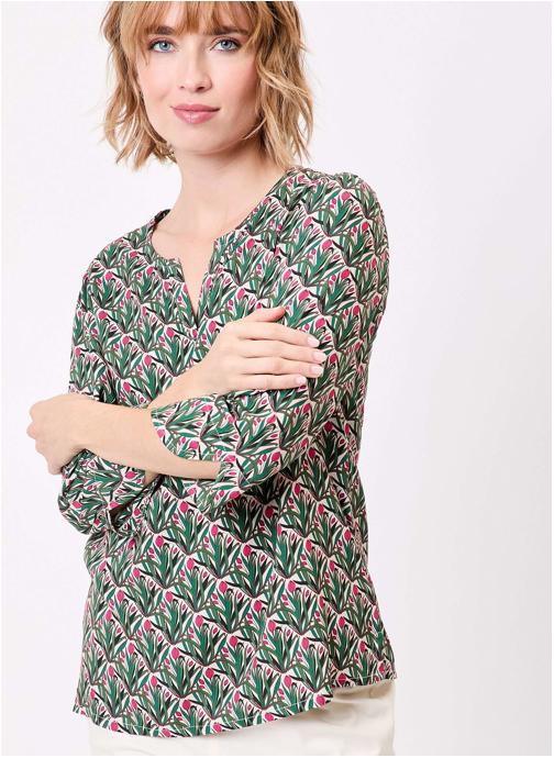La Fiancée Blouses Blouse imprimée fluide col tunisien HORACE femme vert