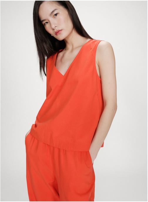 Grace & Mila Tops Top en coton sans manches col V sanguine Vagabond femme rouge