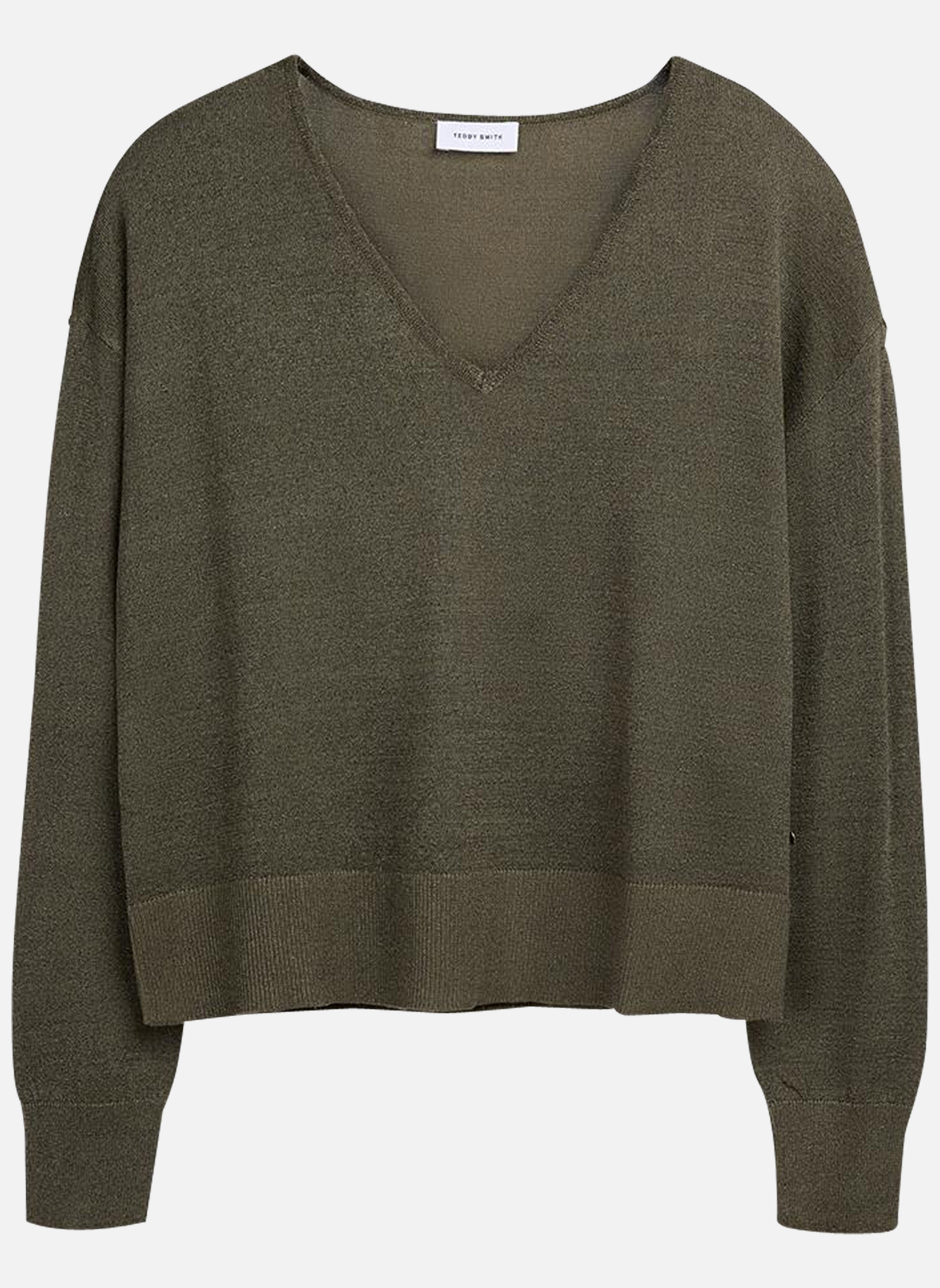 Pulls Pull col v ajusté - 31517357D femme vert Teddy Smith Pulls Pull col v ajusté - 31517357D femme vert Vert