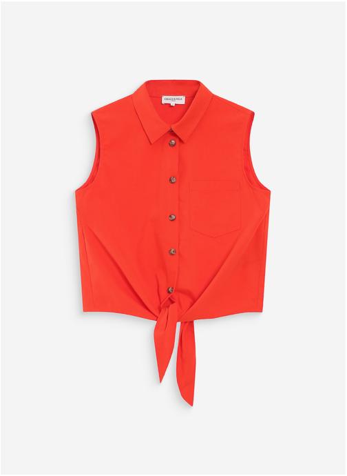 Grace & Mila Chemises Chemise cintrée en coton à nouer devant sanguine Vero femme rouge