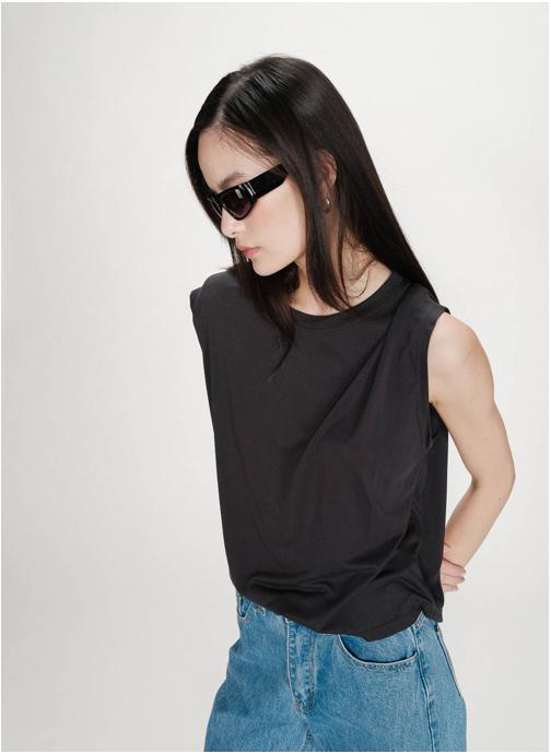 Grace & Mila Tops T-shirt large sans manches en modal carbone Rimbaud femme noir