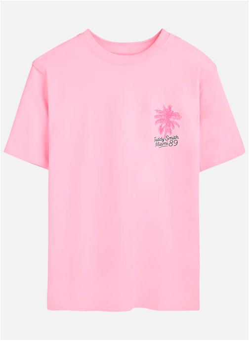 Teddy Smith Tee-shirts T-shirt coton col rond droit - 51007807D fille rose