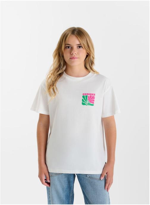 Le temps des cerises Tee-shirts Tee-Shirt FLEURGI White fille blanc