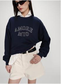 Sweats à capuche Pull oversize en coton à message brodé marine Valino femme bleu Grace & Mila Sweats à capuche Pull oversize en coton à message brodé marine Valino femme bleu Bleu marine