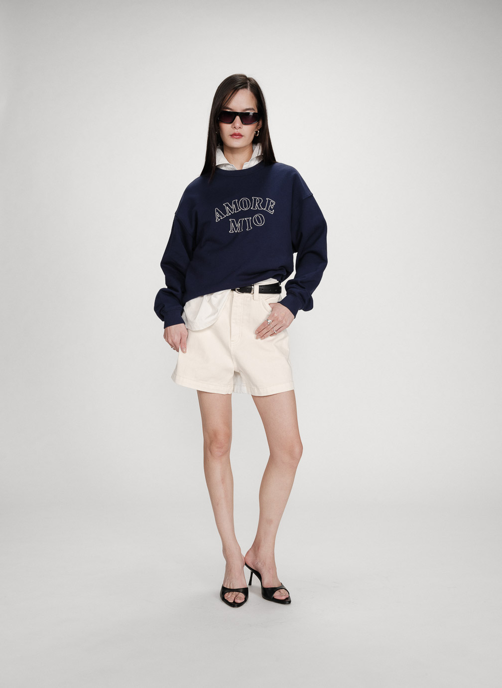 Sweats à capuche Pull oversize en coton à message brodé marine Valino femme bleu Grace & Mila Sweats à capuche Pull oversize en coton à message brodé marine Valino femme bleu Bleu marine