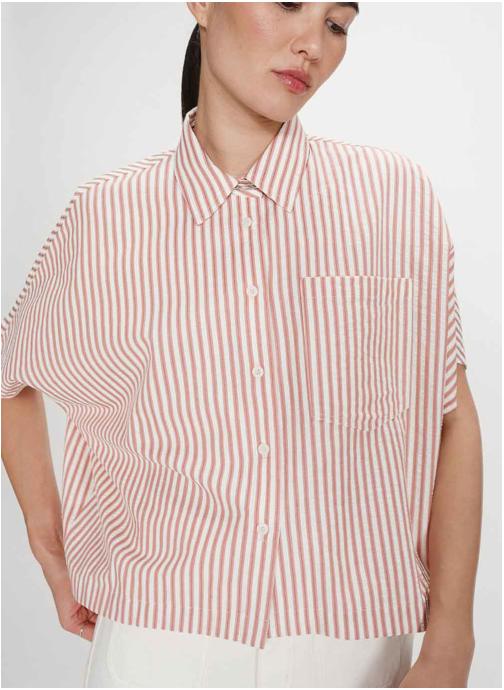 Grace & Mila Chemises Chemise large à rayures manches courtes corail Vercia femme orange