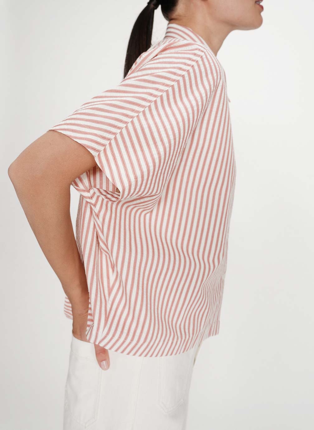 Chemises Chemise large à rayures manches courtes corail Vercia femme orange Grace & Mila Chemises Chemise large à rayures manches courtes corail Vercia femme orange Orange clair
