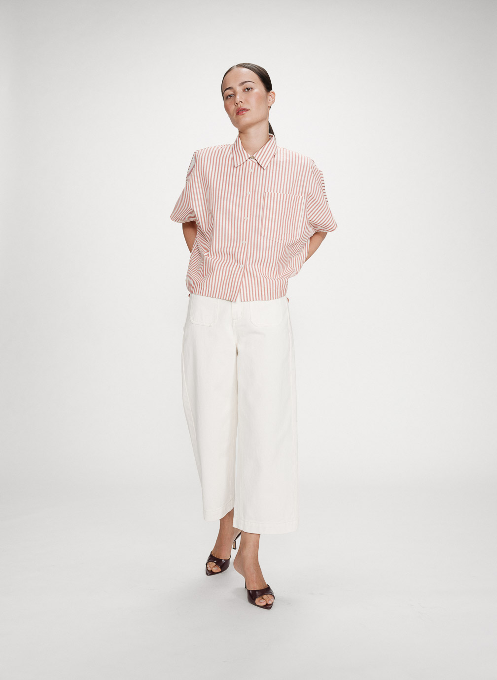 Chemises Chemise large à rayures manches courtes corail Vercia femme orange Grace & Mila Chemises Chemise large à rayures manches courtes corail Vercia femme orange Orange clair